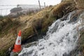 Water running in a creek in a mountains. Royalty Free Stock Photo