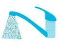 Water running with microplastics from water tap. The concept of eco friendliness, zero waste. Microplastics in water Royalty Free Stock Photo