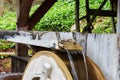 Water running over the wheel of a mill Royalty Free Stock Photo