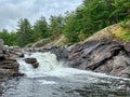 Water rushing over the rapids