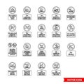 Water safety prohibitory signs icon set of outline types. Isolated vector sign symbols. Icon pack