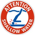 Water Safety Sign Attention - Shallow Water