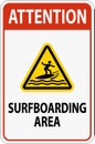 Water Safety Sign Attention - Surfboarding Area