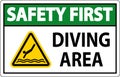 Water Safety Sign Danger - Diving Area Royalty Free Stock Photo
