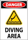 Water Safety Sign Danger - Diving Area Royalty Free Stock Photo