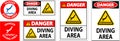 Water Safety Sign Danger - Diving Area Royalty Free Stock Photo