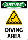 Water Safety Sign Danger - Diving Area Royalty Free Stock Photo