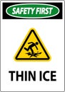 Water Safety Sign Danger - Thin Ice Royalty Free Stock Photo