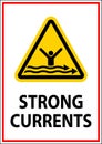 Water Safety Sign Warning - Strong Currents Royalty Free Stock Photo