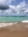 Water, sand and sky. Lake Michigan; Empire, MI Royalty Free Stock Photo