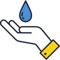 Water save and care vector icon drop in hand Royalty Free Stock Photo