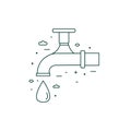 Water Saving Tap Linear Icon in Line Art Royalty Free Stock Photo