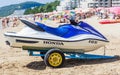 Water scooter on the beach. Black Sea. Resort Albena