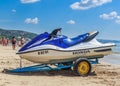 Water scooter on the beach. Black Sea. Resort Albena