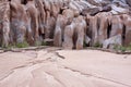 Water-Sculpted Rocks and Sand in Desert Canyon