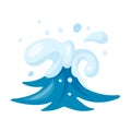 Water Sea Blue Wave with White Foam Vector Closeup Illustration