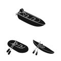 Water and sea transport black icons in set collection for design. A variety of boats and ships vector symbol stock web