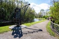 Water side ship hoist in Blists Hill Victorian Town in Ironbridge, Shropshire, UK Royalty Free Stock Photo