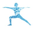 Water silhouette of woman in yoga position.