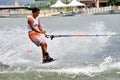 Water Ski In Action: Woman Shortboard Tricks Royalty Free Stock Photo