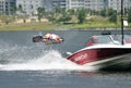 Water Ski In Action: Woman Shortboard Tricks Royalty Free Stock Photo