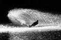 Water Ski Athlete Vertical Wake Water Spray Black White