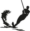 Water ski silhouette with wave Royalty Free Stock Photo
