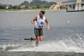Water Ski World Cup 2008: Woman Shortboard Tricks Royalty Free Stock Photo