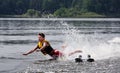Water Skier falling and about to crash into a lake Royalty Free Stock Photo