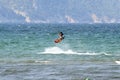 Water-skier in mid-jump