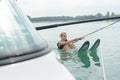 Water skiiing on lake