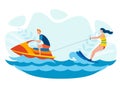 Water Skiing Entertainment Vector Illustration