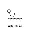 Water skiing icon. Element of summer holiday icon. Thin line icon for website design and development, app development. Premium Royalty Free Stock Photo