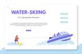 Water-skiing landing page template with text space