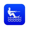 Water skiing man icon digital blue Royalty Free Stock Photo