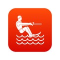 Water skiing man icon digital red Royalty Free Stock Photo