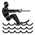 Water skiing man icon, simple style Royalty Free Stock Photo