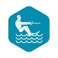 Water skiing man icon, simple style Royalty Free Stock Photo