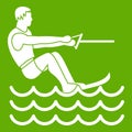 Water skiing man icon green Royalty Free Stock Photo