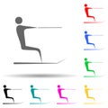 water skiing multi color style icon. Simple glyph, flat vector of summer pleasure icons for ui and ux, website or mobile Royalty Free Stock Photo