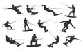 Water skiing silhouette, Water ski vector, Water skiing, Water skiing icon set, Water skiing clipart Royalty Free Stock Photo