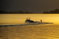 Water-skiing at sunset