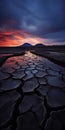 Black Sunrise: A Surrealistic View Of A Dried River Bed In Iceland