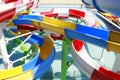Water slides in water aqua park. Active recreation for children and adults in summer, on vacation,swimming, sports, big pool Royalty Free Stock Photo