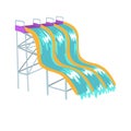 Water slides, aquapark equipment cartoon vector Illustration