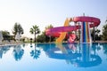 water slides in the hotel pool in Turkey Royalty Free Stock Photo
