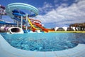 Water slides at Nymphaea Aquapark in Oradea, Romania Royalty Free Stock Photo