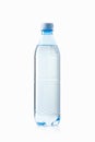 Water. Small plastic water bottle on white background