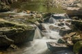 Water from small stream cascading over rocks Royalty Free Stock Photo