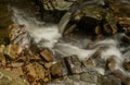 Water from small stream cascading over rocks Royalty Free Stock Photo